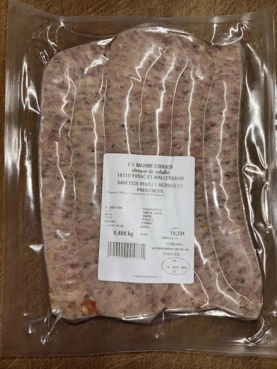 Saucisse de poulet aux herbes de provence 500g